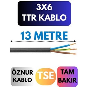 Resim Öznur 3x6 Ttr Kablo Metre Seçenekli Siyah - 13 Metre 