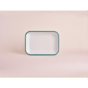 Resim Emaye 22x16cm Meze Tabağı Beyaz - Kordon Turkuaz Mavi 