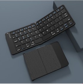 Resim Maiyame Tam Boy Dikişsiz Katlanır Bluetooth Klavye Taşınabilir Mini Ekose Deri Kablosuz Bluetooth Klavye 