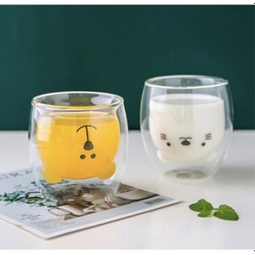 Resim Çift Cidarlı Tasarım Cam Bardak 2'Li Bardak 