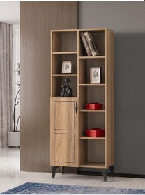 Resim Hazar Raflı Kapaklı Kitaplık 70x37x180cm Ceviz 