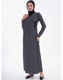 Resim Miss Ledonna Puantiyeli Yandan Bağlamalı Namaz Elbisesi-21008 Gül Kurusu 