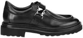 Resim HOTİÇ Erkek Deri Siyah Metal Tokalı Klasik Loafer 