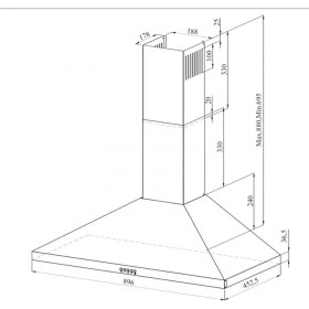 Resim Gl General Gld 041X Lıne 90 cm Piramit Inox Davlumbaz 