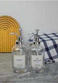 Resim Cam Sıvı Sabunluk Seti - 2li Spreyli Losyon Ve Sabun Dispenseri - 2x500 Ml Şeffaf 