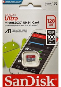 Resim Sandisk Ultra SDSQUAR-128G-GN6MN 128 GB MicroSDXC Class 10 UHS-I Hafıza Kartı 