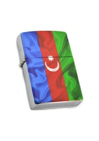 Resim Azerbaycan Bayrak Baskılı Benzinli Çakmak 