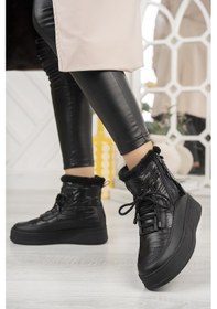 Resim Khayt Violetta Su Geçirmez Kürklü Fermuarlı Kadın Kar Bott Siyah 