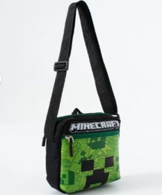 Resim Trg Polo Mineecraft Creeper Çocuk Omuz Çantası 3 Bölmeli Su Geçirmez Kumaş 21 16 6 Cm Siyah - Yeşil 