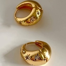Resim 1 Çift Vintage U Şeklinde Halka Küpeler, Sentetik Kübik Zirkonyum Kakma, Paslanmaz Çelik Çivili Alaşım, Kadınlar için Zarif Takı Hediyesi, Parti ve Ziyafet için Mükemmel, Şükran Günü Aksesuarı, Tüm Sezon Giyim 
