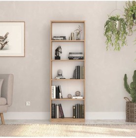 Resim Max 5 Raflı Kitaplık - Florida Meşe 58x170x23 Cm Meşe 