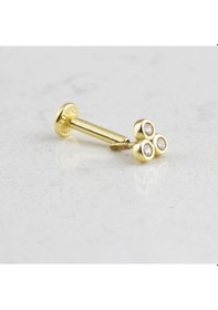 Resim Glorria Altın Üç Taş Tragus Piercing Sarı 