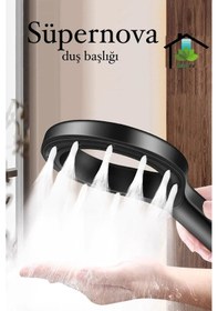 Resim Mintev Siyah Süpernova Modern Duş Seti Siyah Hortum Ve Mafsal Siyah 