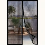 Resim 1 Adet Siyah Manyetik Ağ Örgü Kapı Kapağı, Kolay Temizlenebilir Yumuşak Ağı ile 91.44x208.28 cm Kapılar için Nefes Alabilir Sivrisinek Geçirmez Böcek Engeli - İç/Dış Mekan Kullanımı için Veranda, Salon, Kapı için Sivrisinek Filesi, Veranda Koruma, Dikişsiz Giriş, Sağlam Yapı, Açık Hava Tutkunları 