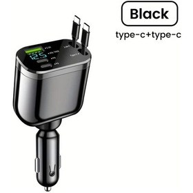 Resim Cordial Döner Model Çift Esnek Kablo 2pd Usb Dijital Ekran Araba Şarj Cihazı Tip C Tip C Siyah 