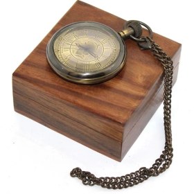 Resim Ahşap Kutulu Pirinç Köstekli Saat 16154 - Lisinya 