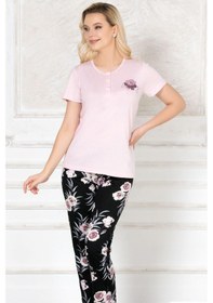 Resim Kısa Kol Yazlık Modal Pijama Takımı Alperi 78-49 Pembe 