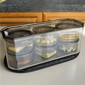 Resim Delixa Tepsili Lüx 5 Bölmeli 6 Parça Kahvaltılık Seti, Şık ve Fonksiyonel Akrilik Tepsili Lüks 5 Bölmeli Ka 