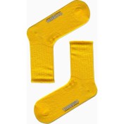 Resim Carnaval Socks Düz Sarı Desensiz Renkli Spor Çorap 
