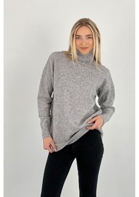 Resim Miss Poem Kadın Boğazlı Kışlık Balıkçı Yaka Basic Gri Triko Kazak Gri 