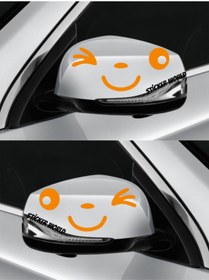 Resim Sticker World Ayna Gülücük Sticker Sağ-sol Takım Turuncu 12*6 Cm 2 Li 