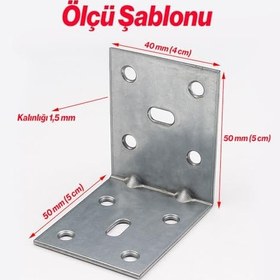 Resim Metal L Demiri (25 ADET) 40x50x50 mm İnce Gönye Mobilya Duvar Sabitleme Bağlantı Aparatı 