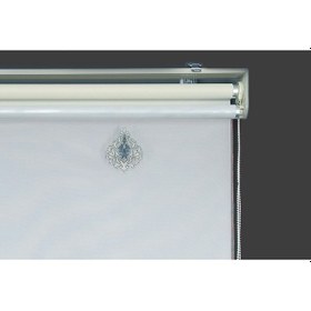 Resim Blind-x Açık Mavi Çift Mekanizmalı Kadife Sedef Nakışlı Tül Stor Perde Dayanıklı Alüminyum Kasa 