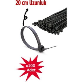 Resim Rutter 3.6x200 Mm Siyah Kablo Bağı 100 Lü Extra Dayanıklı Plastik Cırt Kelepçe Rt-3105 