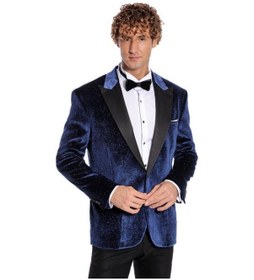Resim Wessi Simli Slim Fit Kadife Erkek Smokin Ceket -Lacivert 