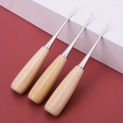 Resim 1 adet Elde Taşınabilir Delik Delme Koni Aracı Ahşap Sap Çizik Koni Aracı İğne Delme Deri Dikiş El Sanatları Kumaş Çanta Delik DIY El Yapımı Aracı 