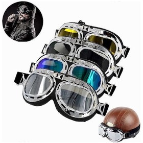 Resim Retro Motosiklet Gözlükleri Gözlükler Motosiklet Pilotu Steampunk Vintage Atv Biker Scooter Cruiser Jet Kask Bisiklet Kayak Güneş Gözlüğümodel 5 