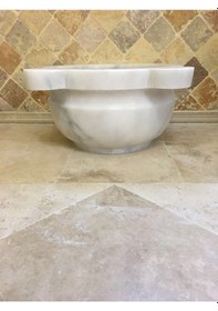 Resim Beyaz Düz Mermer Kurna 