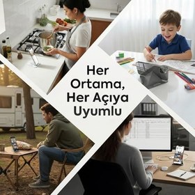Resim Telefon Tablet Tutucu - Piramit Tasarım 3 Açılı Masaüstü Stand, iPhone ve Android Uyumlu, Ofis, Online Ders ve Toplantılar İçin, 4-11 İnç (5'li Ofis Paketi) 