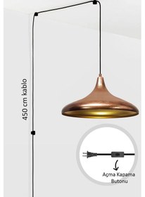 Resim Champion Patina Fişe Takılabilir Tekli Avize Sarkıt Salon Ofis Oturma Odası Aydınlatma Sarkıt Lamba Patina 