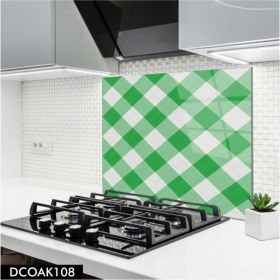 Resim Ne Verelim Size Cam Ocak Arkası Koruyucu | Yeşil Kare Desenli 
