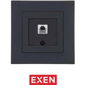 Resim Exen Füme Nümeris Telefon Prizi 623k Kablolu Mekanizma Çerçeve 