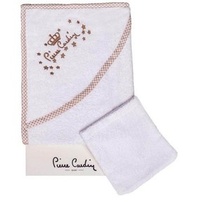 Resim Pierre Cardin Kundak Banyo Havlusu 85X75 Cm - Ekru Yıldızlı 