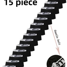 Resim Erkekler için 15 parça düz renkli günlük iç çamaşırı seti, düz bacaklı spor hızlı kuruyan şortlar, rahat ve nefes alabilen kumaşa sahip, yumuşak açık bej renk, modaya uygun İngiliz bel bandı, tüm erkeklerin günlük giyimi için uygundur. 
