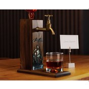 Resim Bk Gift Kişiye Özel Kabartma İsimli Tarihli Pirates Ship Tasarımlı Musluklu Ceviz Ahşap Şarap Standı-3, Viski Çeşmesi, Babaya Hediye, İçecek Dispenser 