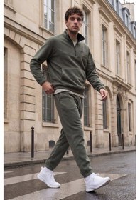 Resim Tommy Life Çağla Yarım Fermuar Dik Yaka Lastik Paça Polar Erkek Eşofman Takımı - 85159 Yeşil 