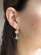 Resim Yeşil Çiçek Charmlı Küpe 