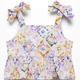 Resim MANGO Kids Bağ Detaylı Desenli Bluz 