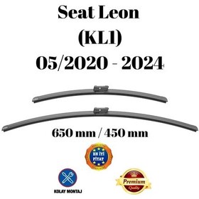 Resim Seat Leon Kl1 2020 2021 2022 2023 2024 Uyumlu Ön Cam Muz Tipi Silecek Süpürgesi Seti 650/450mm Silbak 