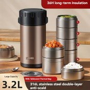 Resim 70oz/94oz/107oz, Yetişkinler için Paslanmaz Çelik Vakumlu Termos ve Katlanabilir Bento Kutusu ile Taşınabilir Yemek Kabı, Geniş Ağızlı Sızdırmaz Okula Dönüşüm Çantası 