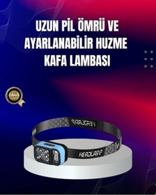 Resim Süper Parlak Led Kafa Feneri 3 Renk 53 Mod Type C Şarjlı Çok Renkli 