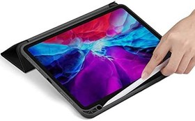 Resim Elfia iPad Air 10.9 2022 (5.Nesil) ile Uyumlu Arkası Şeffaf Kalem Bölmeli Uyku Modlu Darbe Korumalı Tank Kılıf Pembe 