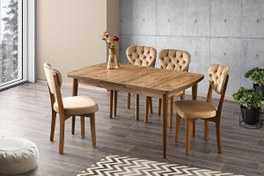 Resim Silva 90x140 CM Açılır Diş Budak Masa - 4 Adet Ahşap Gala Sandalye Takımı Sweet Home