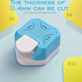 Resim 3’ü 1 Arada Mini Köşe Kesici - R4/R7/R10mm Kağıt, Kartlar ve Scrapbooking için Dayanıklı Manuel Yuvarlak Köşe Delgeç Aleti - Taşınabilir Hassas El İşi Aleti, DIY Projeler İçin, Ergonomik Tasarım, Kaliteli El İşi Aleti, Kart Yapımı, Güvenilir Delgeç, Kart Yapım Aparatı 