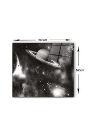 Resim Decorita Cam Ocak Arkası Koruyucu Galaksi Desen Siyah Beyaz Fon 49.5 x 76 CM 