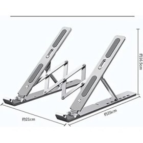 Resim Notebook Standı 2in1 Katlanabilir Taşınabilir Folding Alüminyum Dizüstü Bilgisayar Standı Telefon Standlı 13 Kademeli 